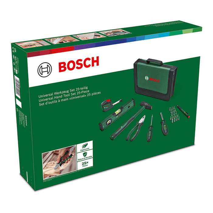 Bosch Juego de herramientas manuales universales 25 piezas Bosch Juego de herramientas manuales universales 25 piezas