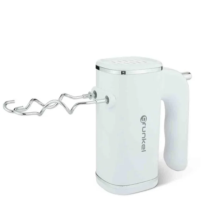 Grunkel AM-25G Batidora Amasadora de Mano 250W, 5 Velocidades con Función Turbo, Color Blanco, con Varillas y Ganchos para Mezclar y Amasar
