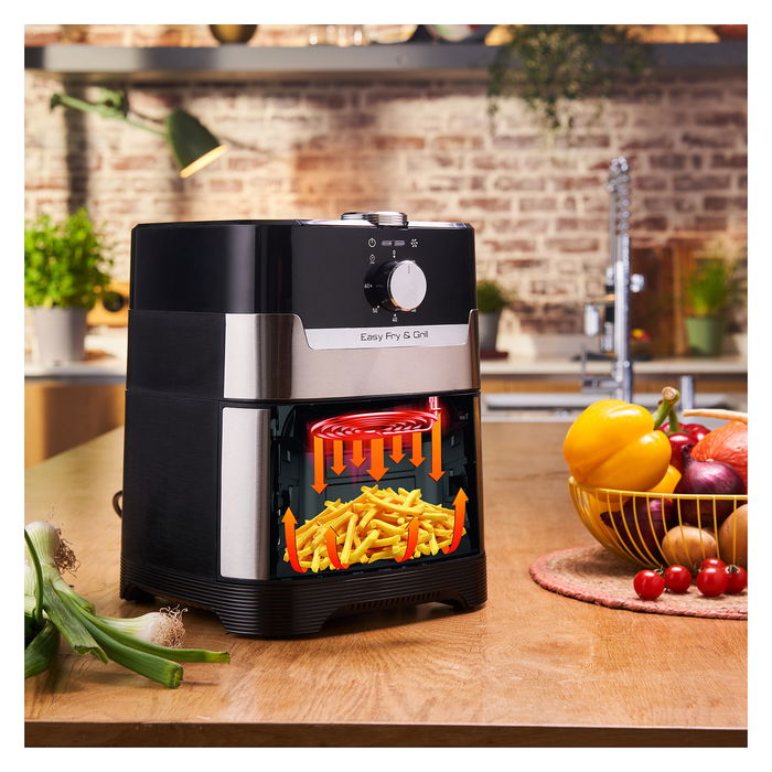 Tefal Easy Fry Classic Freidora de Aire Caliente con Función Grill y Vapor, 1.6L, 1700W, 7 Programas, 80-200°C, Temporizador 60 min, Negro, FW2018