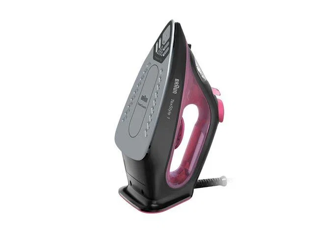 Braun TexStyle 1 Plancha Vapor/Seco 2000W con Suela de Cerámica, Negro/Púrpura - 130 g/min, 0.22L, Autolimpieza
