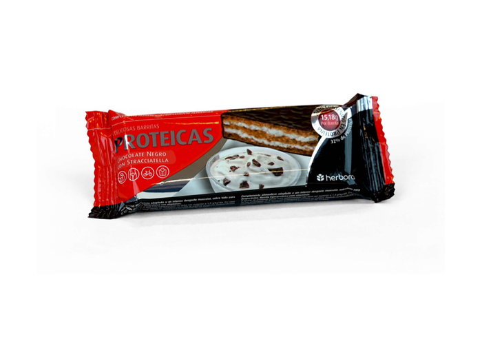 Herbora Barrita proteica chocolate negro y stracciatella 47g