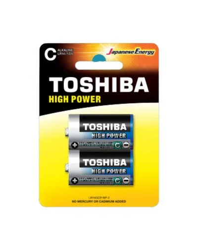 Toshiba - Pack de 2 Pilas Alcalinas LR14GCP C de 1.5V - Baterías Tipo R14 - Baterías C - Alto Rendimiento - Blister
