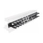 DeLOCK Panel de gestión de cables 19 pulgadas con 2 aberturas, 1U, Negro