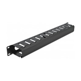 DeLOCK Panel de gestión de cables 19 pulgadas con 2 aberturas, 1U, Negro