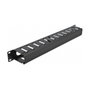 DeLOCK Panel de gestión de cables 19 pulgadas con 2 aberturas, 1U, Negro
