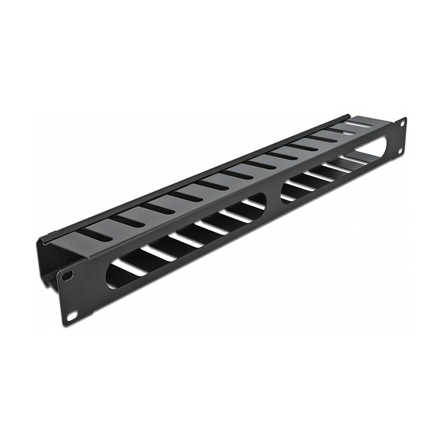 DeLOCK Panel de gestión de cables 19 pulgadas con 2 aberturas, 1U, Negro DeLOCK Panel de gestión de cables 19 pulgadas con 2 aberturas, 1U, Negro