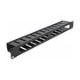 DeLOCK Panel de gestión de cables 19 pulgadas con 2 aberturas, 1U, Negro