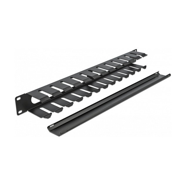 DeLOCK Panel de gestión de cables 19 pulgadas con 2 aberturas, 1U, Negro DeLOCK Panel de gestión de cables 19 pulgadas con 2 aberturas, 1U, Negro
