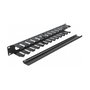 DeLOCK Panel de gestión de cables 19 pulgadas con 2 aberturas, 1U, Negro