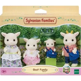 Sylvanian Families Familia de las Cabras con 4 Personajes Articulados y Vestidos, Ropa Intercambiable
