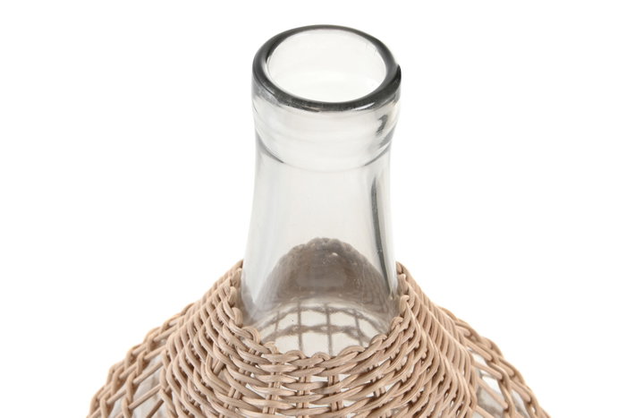DKD Home Decor Jarrón de Cristal y Ratán Trenzado 6,5 L