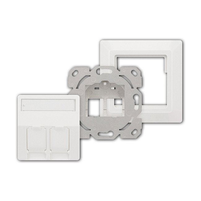 LogiLink Placa de pared Keystone para 2 módulos, proyectada, UP/50, blanco puro