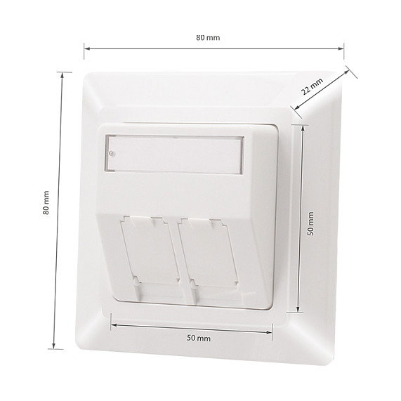 LogiLink Placa de pared Keystone para 2 módulos, proyectada, UP/50, blanco puro