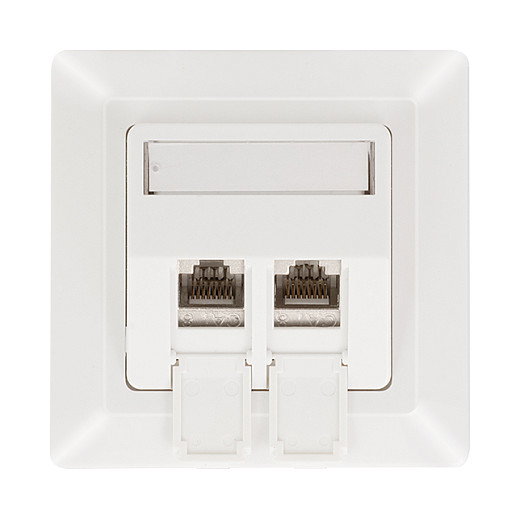 LogiLink Placa de pared Keystone para 2 módulos, proyectada, UP/50, blanco puro