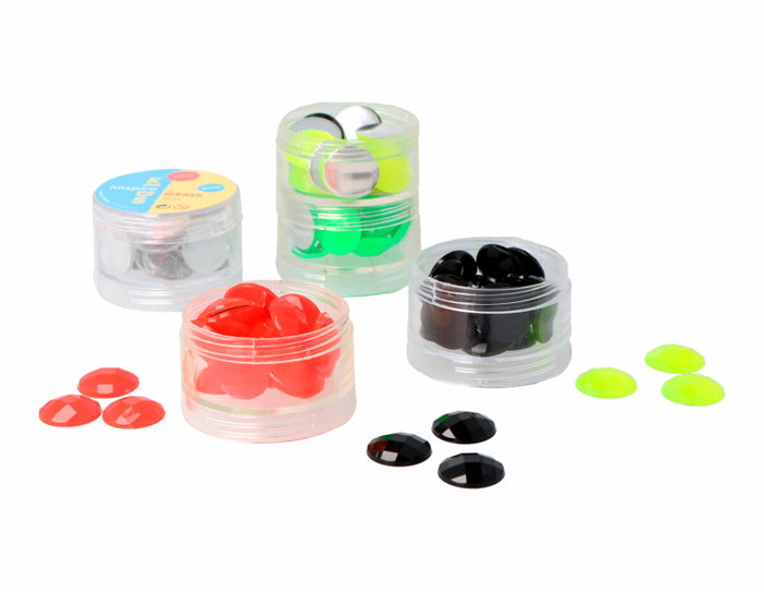 Innspiro Set de Gemas Decorativas Acrílicas Círculo Colores Fluor 18mm 100u Aprox