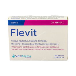 VITALFARMA Flevit 30Cap. Complemento alimenticio para vasos sanguíneos y circulación con Ruscus, Castaño de Indias y Ginkgo Biloba