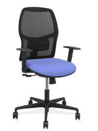 PIQUERAS Y CRESPO Silla Alfera con mecanismo sincro, respaldo malla negra y asiento azul claro