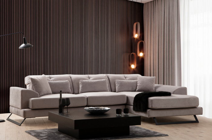Atelier Del Sofa Frido Right L3+Chl Sofá Esquinero Gris Claro 190 cm x 304 cm