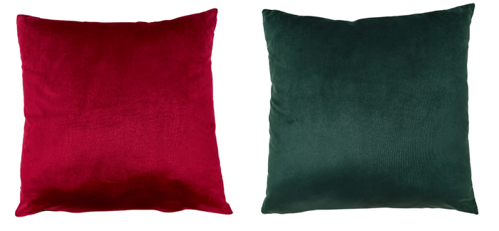 DKD Home Decor Fundas Cojín Velvet 45x45 Surtido Verde y Rojo