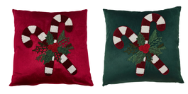 DKD Home Decor Fundas Cojín Velvet 45x45 Surtido Verde y Rojo