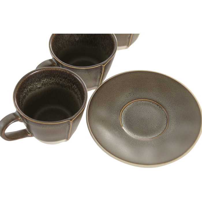 DKD Home Decor Set de Café 6 Piezas en Gres y Acacia Verde LIANGFENG 26 DKD Home Decor Set de Café 6 Piezas en Gres y Acacia Verde LIANGFENG 26