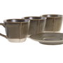 DKD Home Decor Set de Café 6 Piezas en Gres y Acacia Verde LIANGFENG 26