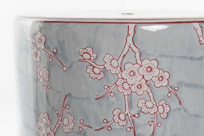 DKD Home Decor Mesita Auxiliar Oriental Sook Azul Naranja Porcelana Flores Hecho a mano 32 x 41 x 32 cm