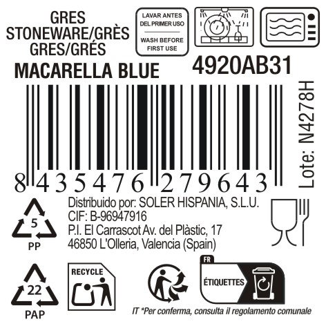 La Mediterranea Taza Macarella Blue 230 ml (48 Unidades) inevitable