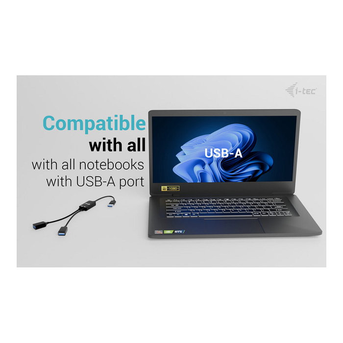 I-tec Hub USB-A 2 en 1 U3CBLHUB2A con 2 puertos USB-A Negro I-tec Hub USB-A 2 en 1 U3CBLHUB2A con 2 puertos USB-A Negro