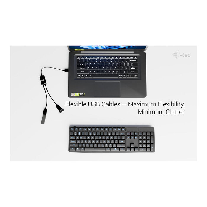 I-tec Hub USB-A 2 en 1 U3CBLHUB2A con 2 puertos USB-A Negro I-tec Hub USB-A 2 en 1 U3CBLHUB2A con 2 puertos USB-A Negro
