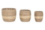 DKD Home Decor Set de 3 Maceteros de Fibra y Metal Natural