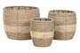 DKD Home Decor Set de 3 Maceteros de Fibra y Metal Natural