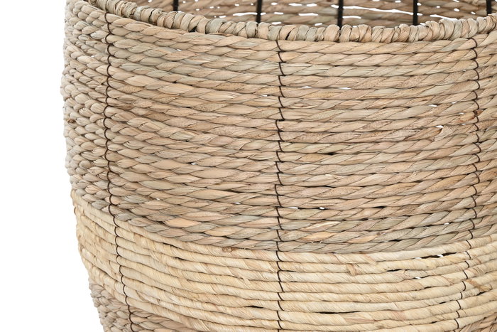 DKD Home Decor Set de 3 Maceteros de Fibra y Metal Natural