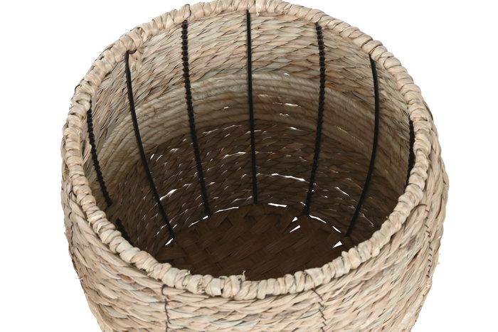 DKD Home Decor Set de 3 Maceteros de Fibra y Metal Natural