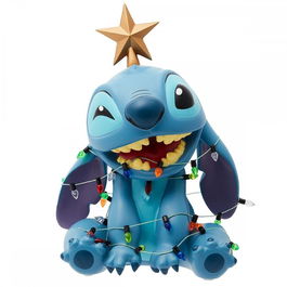 Enesco Figura Disney Stitch Showcase Collection Navideña - Stitch en Luces con Estrella, Pintado a Mano para Adultos