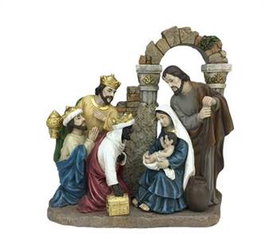 DKD Home Decor Nacimiento Navidad Tradicional Resina Multicolor 20.5 x 8.5 x 20.5 cm