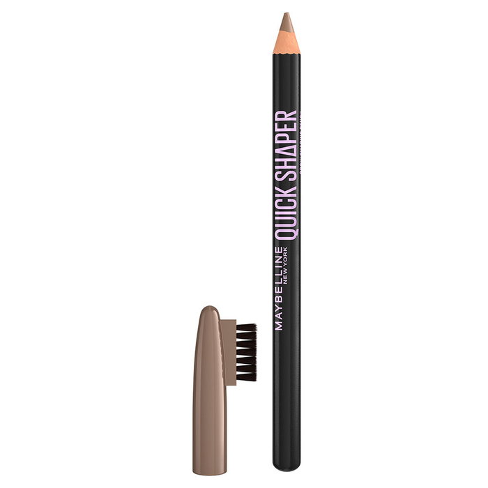 Maybelline Quick Shaper Lápiz de Cejas #03 Soft Brown con Cepillo, Fórmula a Base de Cera y Punta Afilable para Definición y Relleno Natural, 1 unidad
