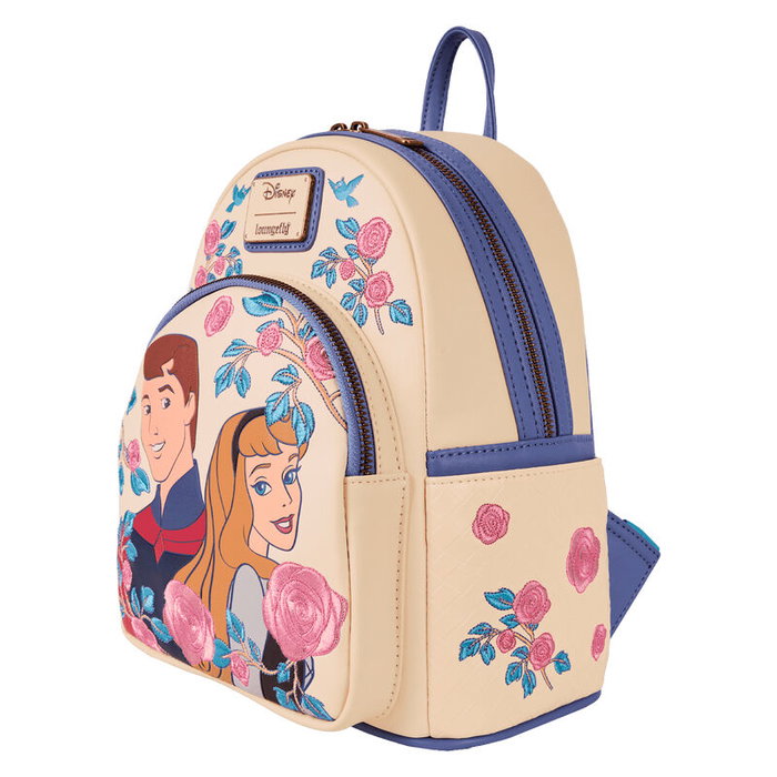 Loungefly Mochila Aurora & Principe La Bella Durmiente Disney 22.8x26.6x11.4cm Piel Sintetica Bordada Bolsillo Cremallera