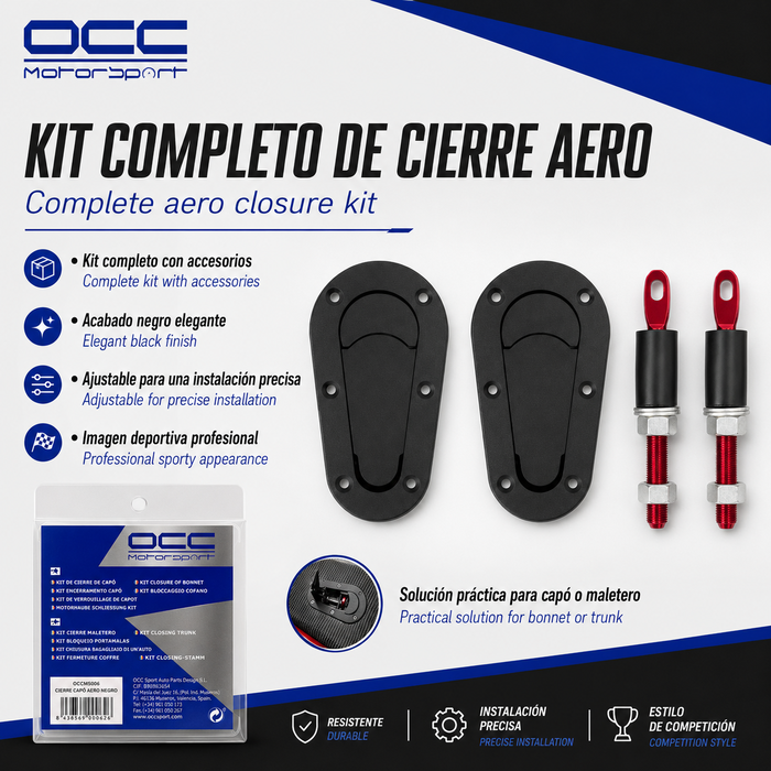 Occ Motorsport Kit Cierre Capot Aero Negro