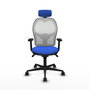 PIQUERAS Y CRESPO Silla de oficina Jorquera con mecanismo Sincro, Tela Azul y Malla Blanca