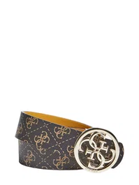 Guess Jensen Not Ajuster et Rev Cinturón Textil de Doble Cara Marrón y Amarillo Mostaza