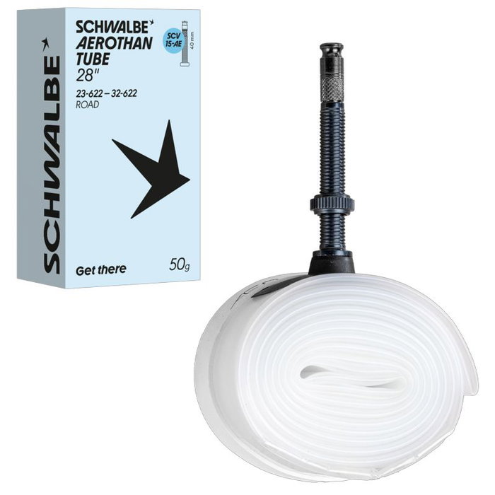 Schwalbe Aerothan Cámara TPU 28x1-1/4" ETRTO 23/32-622 Válvula Presta 40mm Aluminio para Carretera Schwalbe Aerothan Cámara TPU 28x1-1/4" ETRTO 23/32-622 Válvula Presta 40mm Aluminio para Carretera