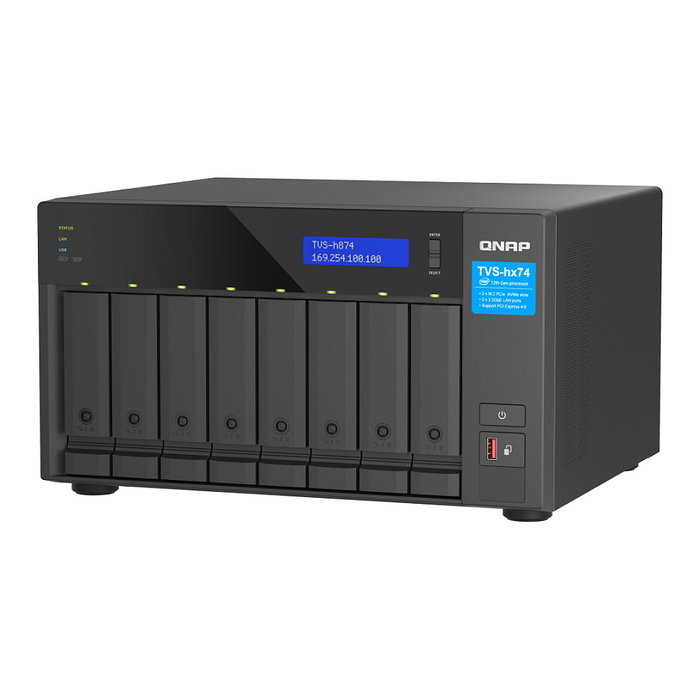 QNAP TVS-H874X-I9-64G NAS Torre Intel Core i9-12900 16 núcleos 64GB RAM DDR4 8 bahías con QuTS hero, 4 puertos LAN 10GbE, 2xUSB 3.2, HDMI, Unidad de almacenamiento de red SMB