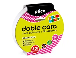 Plico Cinta Adhesiva Doble Cara Transparente 50 m x 30 mm para Manualidades y Scrapbooking Ultra Fina