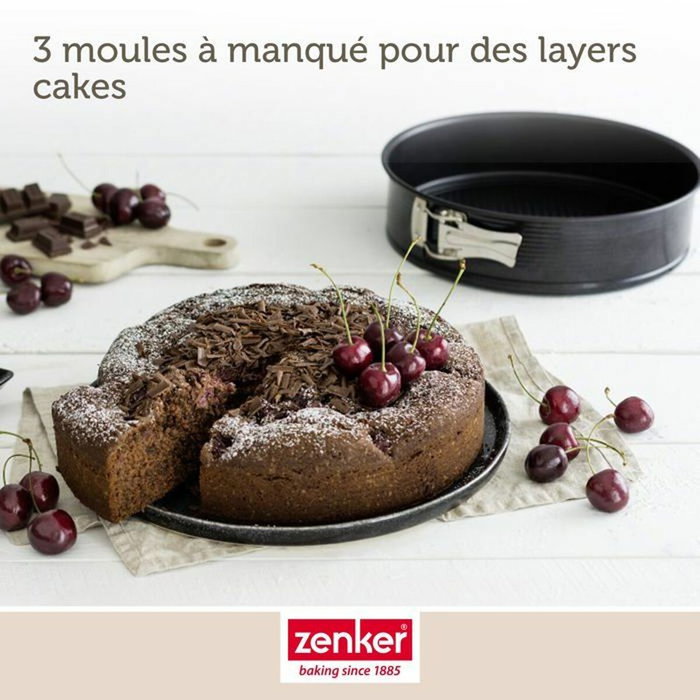 Zenker Juego de 3 moldes redondos desmontables Negro Metalizado 20, 24 y 28 cm