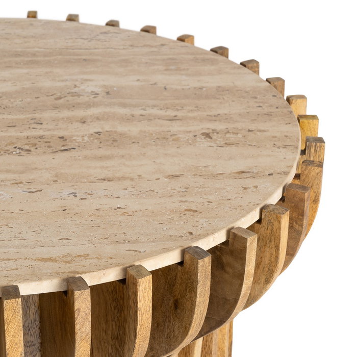 Mesa Centro Madera-Mármol Salón 78,50 X 78,50 X 47 cm