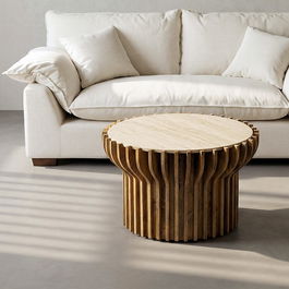 Mesa Centro Madera-Mármol Salón 78,50 X 78,50 X 47 cm