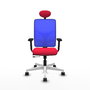 PIQUERAS Y CRESPO Silla de oficina Motilla con mecanismo Sincro/Traslack, Rojo y Azul