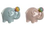 DKD Home Decor Hucha de Elefante en Dolomita, Pack de 2 Unidades (Azul y Rosa)