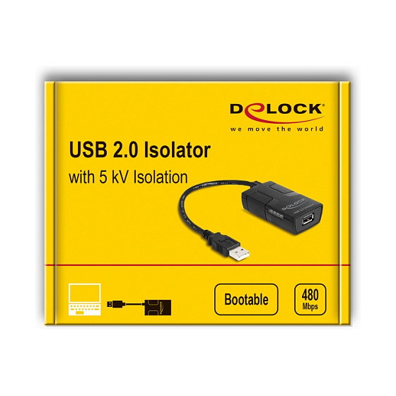 DeLOCK Aislador USB 2.0 Tipo-A Macho a Hembra con Aislamiento de 5 kV